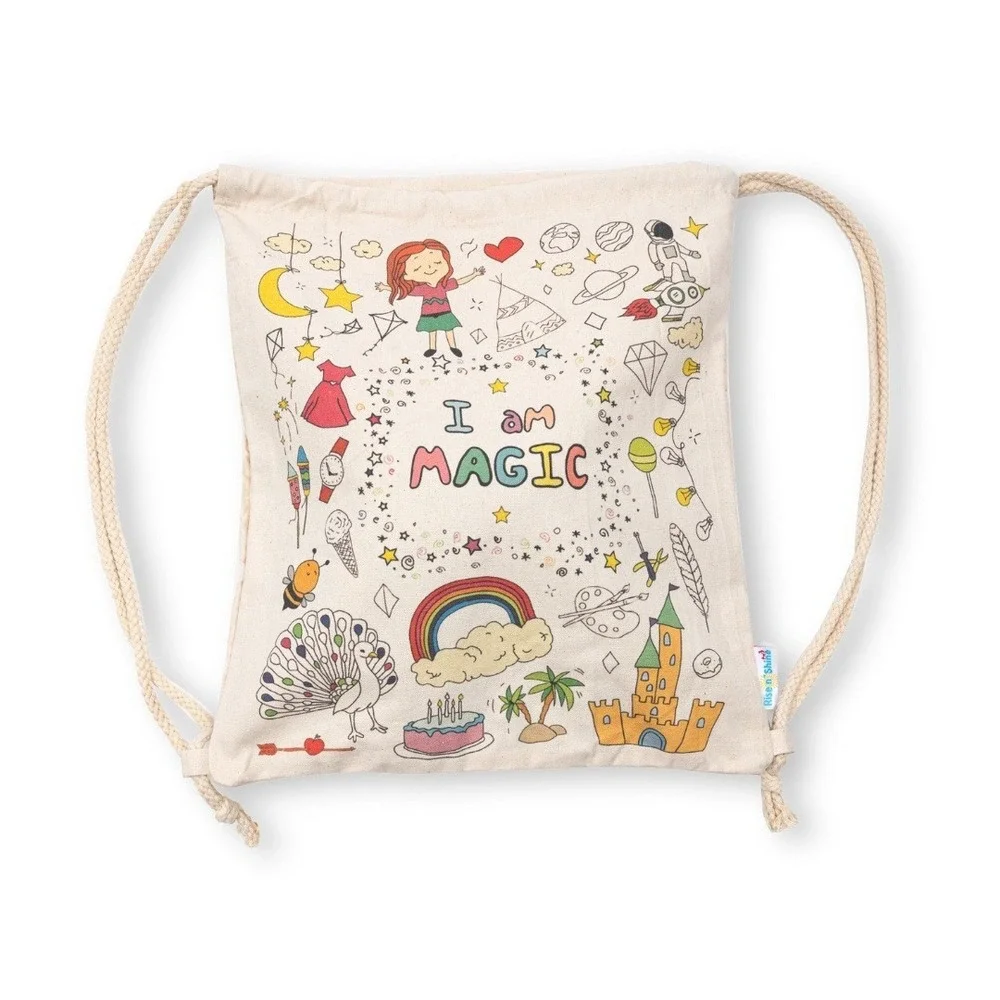 Girls Travel Activity Set - Affirmation Coloring Book, Pencils & Drawstring Bag